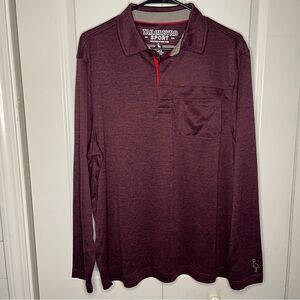 Tailorbyrd Sport Golf Size Large Burgundy 1/4 Zip Pullover Shirt Front Pocket